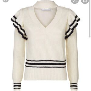 Self portrait stripe ruffle knit sweater